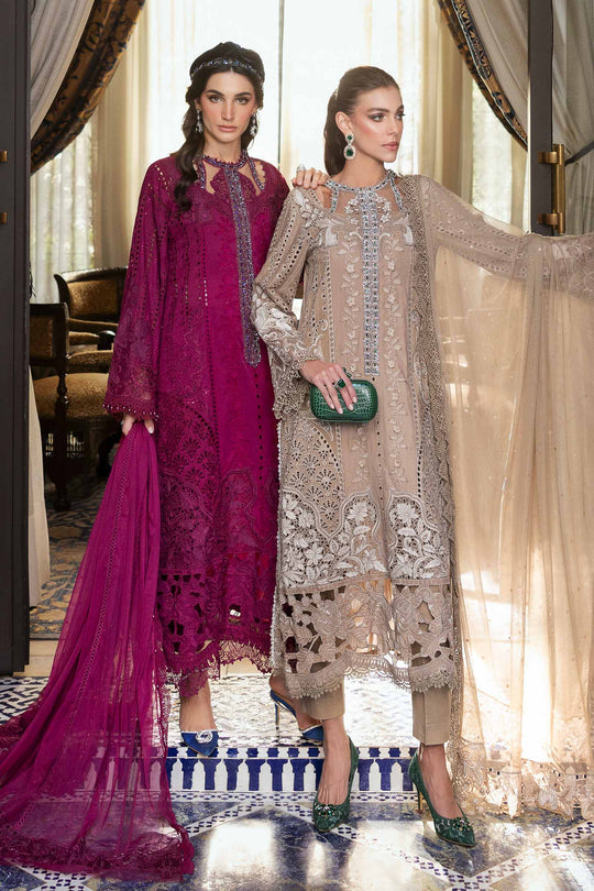 MARIA.B | ELEGANTLY HEAVY SCHIFFLI EMBROIDERED LAWN WITH LAZER CUT WORK | UNSTITCHED 3-PIECE SUIT | D-2502-B
