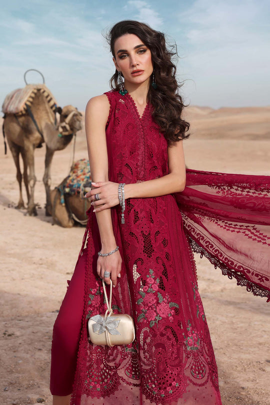 MARIA B | ELEGANTLY FULL HEAVY CHICKENKARI LAWN LAZER CUT WORK WITH FOIL EMBROIDERED WORK | UNSTITCHED 3-PIECE SUIT | D-2504-A