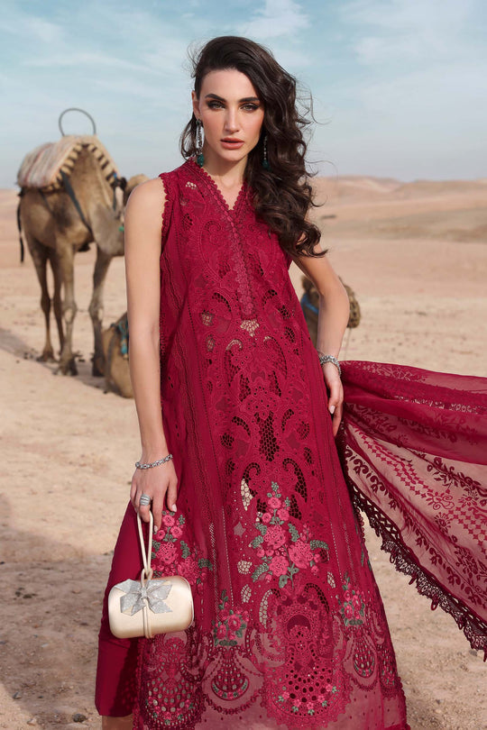 MARIA B | ELEGANTLY FULL HEAVY CHICKENKARI LAWN LAZER CUT WORK WITH FOIL EMBROIDERED WORK | UNSTITCHED 3-PIECE SUIT | D-2504-A