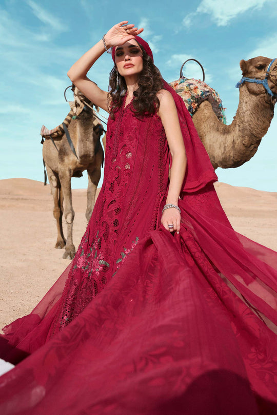MARIA B | ELEGANTLY FULL HEAVY CHICKENKARI LAWN LAZER CUT WORK WITH FOIL EMBROIDERED WORK | UNSTITCHED 3-PIECE SUIT | D-2504-A