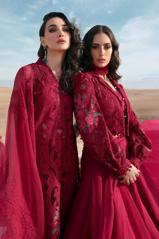 MARIA B | ELEGANTLY FULL HEAVY CHICKENKARI LAWN LAZER CUT WORK WITH FOIL EMBROIDERED WORK | UNSTITCHED 3-PIECE SUIT | D-2504-A