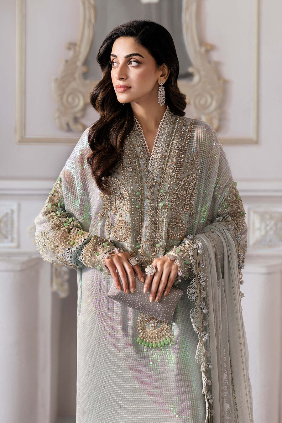 MARIA B | ELEGANTLY ARTICLE | EXCLUSIVE WEAR | PREMIUM HAND EMBELLISHMENTE EMBROIDERED CHIFFON DRESS | UNSTITCHED 3-PIECE | BD-3005
