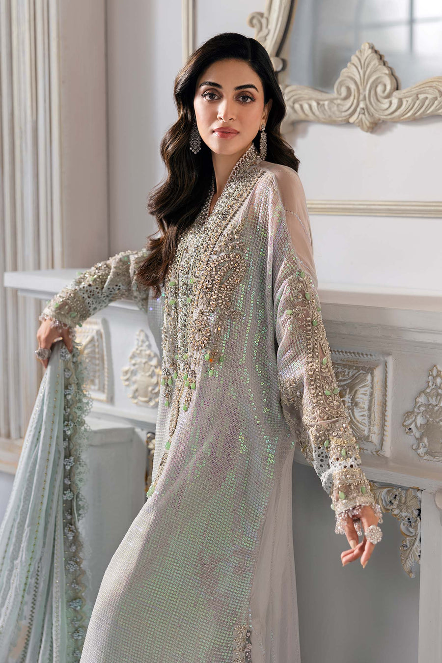 MARIA B | ELEGANTLY ARTICLE | EXCLUSIVE WEAR | PREMIUM HAND EMBELLISHMENTE EMBROIDERED CHIFFON DRESS | UNSTITCHED 3-PIECE | BD-3005