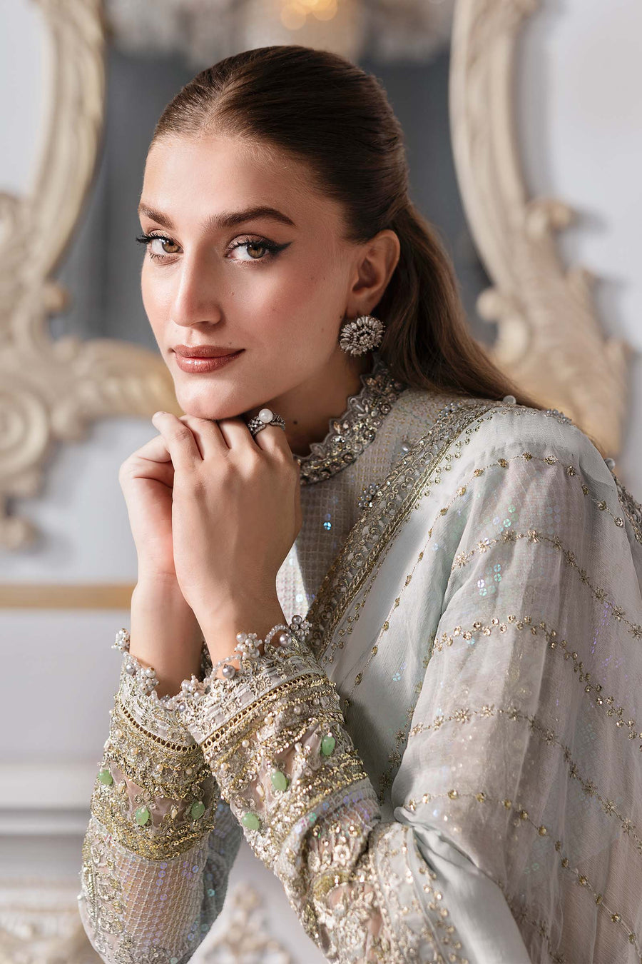MARIA B | ELEGANTLY ARTICLE | EXCLUSIVE WEAR | PREMIUM HAND EMBELLISHMENTE EMBROIDERED CHIFFON DRESS | UNSTITCHED 3-PIECE | BD-3005