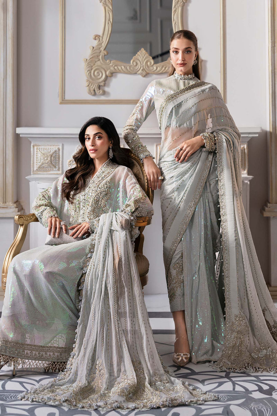 MARIA B | ELEGANTLY ARTICLE | EXCLUSIVE WEAR | PREMIUM HAND EMBELLISHMENTE EMBROIDERED CHIFFON DRESS | UNSTITCHED 3-PIECE | BD-3005