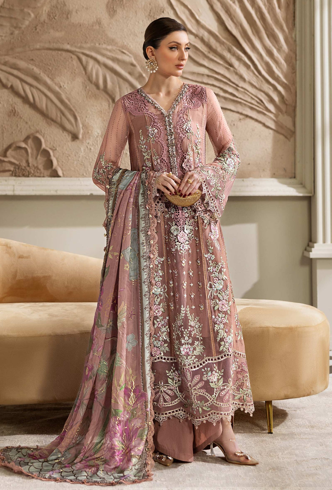 MARIA B | FULLY HEAVY HAND EXQUISITELY EMBROIDERED CHIFFON DRESS | UNSTITCHED 3-PIECE SUIT | MPC-25-105