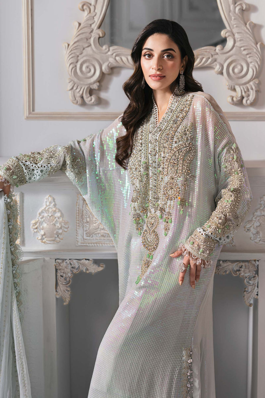 MARIA B | ELEGANTLY ARTICLE | EXCLUSIVE WEAR | PREMIUM HAND EMBELLISHMENTE EMBROIDERED CHIFFON DRESS | UNSTITCHED 3-PIECE | BD-3005