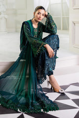 TWO TONE SHADES BY MARIA.B | EXCLUSIVE WEAR | FULLY HEAVY HAND EMBELLISHMENT EMBROIDERED SEQUENCE WORK WITH PEARL'S WORK, STONE WORK, MOTI WORK, CRYSTALS WORK & HANGING TASSELS WORK CHIFFON DRESS | UNSTITCHED 3-PIECE SUIT | MPC-25-106