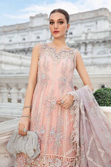 MARIA.B | EXCLUSIVE WEAR | FULLY HEAVY MULTI THREAD EMBROIDERED SEQUENCE WORK WITH HANGING TASSELS, PEARL'S & STONE WORK CHIFFON DRESS | UNSTITCHED 3-PIECE SUIT | MPC-24-106