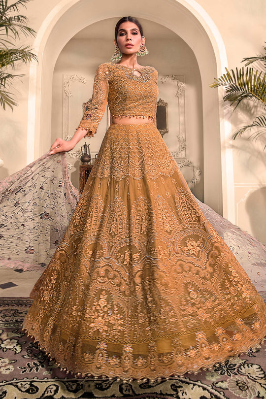 MARIA B - MUSTARD EXCLUSIVE BRIDAL COLLECTION NET MAXI