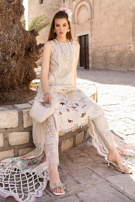 MARIA.B | LUXURY PURE LAWN HEAVY CHICKANKARI WORK WITH MULTI THREAD EMBROIDERED | UNSTITCHED 3-PIECE SUIT | D-2407-A