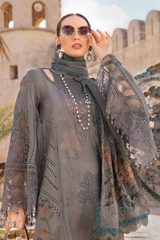 MARIA.B | LUXURY PURE LAWN HEAVY CHICKANKARI WORK WITH MULTI THREAD EMBROIDERED | UNSTITCHED 3-PIECE SUIT | D-2407-B