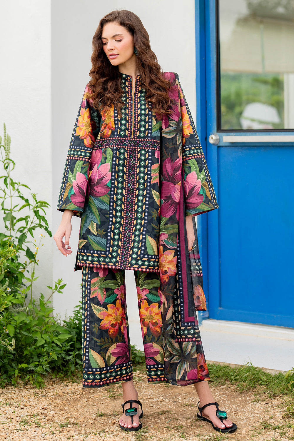 JAZMIN | BEAUTIFULLY MULTI DIGITAL PRINTED SILK DRESS | UNSTITCHED 3-PIECE SUIT | USE-9232
