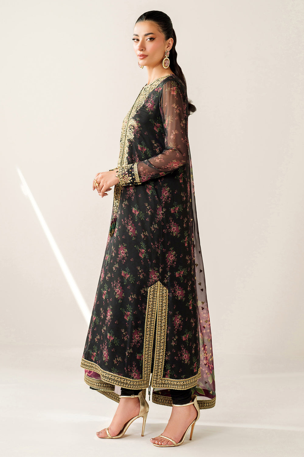 JAZMIN  | LUXURY MULTI DIGITAL PRINTED WITH HEAVY THREAD EMBROIDERED SEQUENCE WORK & HANGING TASSELS WORK CHIFFON DRESS | UNSTITCHED 3-PIECE SUIT | UC-3083