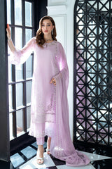 DEWY LAVENDER BY AZURE FULLY HEAVY MULTI THREAD EMBROIDERED SEQUENCE WORK WITH HANGING TASSELS WORK & STONE WORK CHIFFON DRESS | UNSTITCHED 3-PIECE SUIT | I-01523