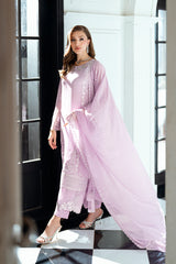DEWY LAVENDER BY AZURE FULLY HEAVY MULTI THREAD EMBROIDERED SEQUENCE WORK WITH HANGING TASSELS WORK & STONE WORK CHIFFON DRESS | UNSTITCHED 3-PIECE SUIT | I-01523
