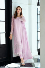 DEWY LAVENDER BY AZURE FULLY HEAVY MULTI THREAD EMBROIDERED SEQUENCE WORK WITH HANGING TASSELS WORK & STONE WORK CHIFFON DRESS | UNSTITCHED 3-PIECE SUIT | I-01523