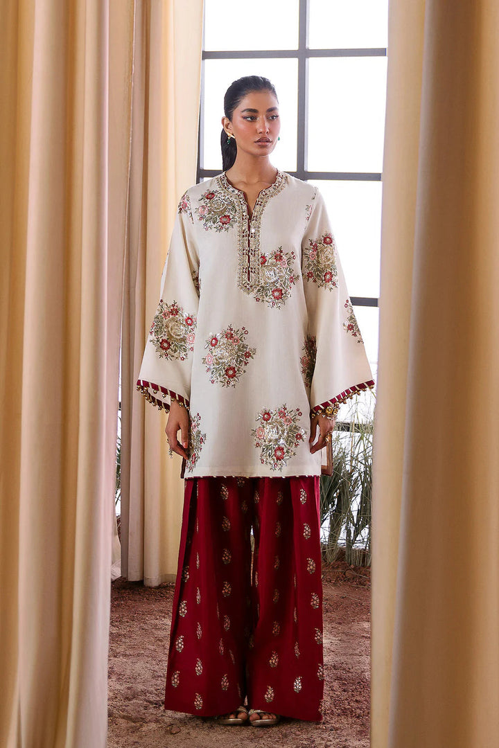 ETHNIC | ELEGANTLY ARTICLE | FULLY HEAVY HAND EMBELLISHMENT EMBROIDERED SEQUENCE WORK WITH STONE WORK, PEARL'S WORK & CRYSTAL WORK RAW SILK DRESS | UNSTITCHED 3-PIECE SUIT