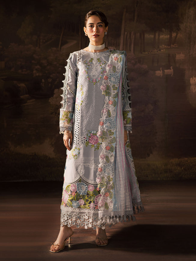 PARISHAY | PREMIUM HEAVY CHICKENKARI LAWN WITH  MULTI THREAD EMBROIDERED WORK & BEAUTIFULLY LAZER CUT DESIGN WITH HEAVY SEQUENCE WORK | UNSTITCHED 3-PIECE SUIT | ET-09