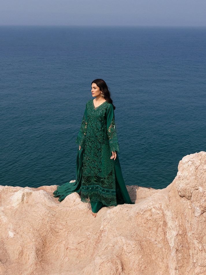 EIRENE BY MAHNUR | PREMIUM HEAVY EMBROIDERED SEQUENCE WORK & BEAUTIFULLY LAZER CUT DESIGN LAWN COLLECTION 25' | UNSTITCHED 3-PIECE SUIT