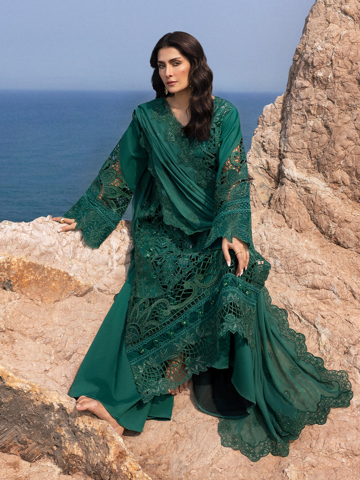EIRENE BY MAHNUR | PREMIUM HEAVY EMBROIDERED SEQUENCE WORK & BEAUTIFULLY LAZER CUT DESIGN LAWN COLLECTION 25' | UNSTITCHED 3-PIECE SUIT