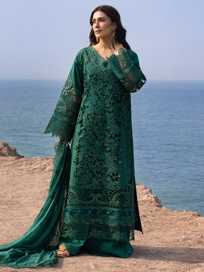 EIRENE BY MAHNUR | PREMIUM HEAVY EMBROIDERED SEQUENCE WORK & BEAUTIFULLY LAZER CUT DESIGN LAWN COLLECTION 25' | UNSTITCHED 3-PIECE SUIT