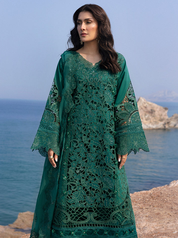EIRENE BY MAHNUR | PREMIUM HEAVY EMBROIDERED SEQUENCE WORK & BEAUTIFULLY LAZER CUT DESIGN LAWN COLLECTION 25' | UNSTITCHED 3-PIECE SUIT
