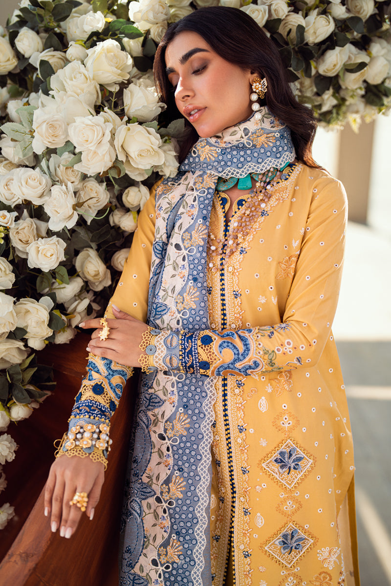 QALAMKAR | ELEGANTLY MULTI THREAD EMBROIDERED LAWN | UNSTITCHED 3-PIECE SUIT | FK-06 NATALIE