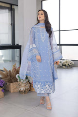 FAIRY GLOW BY AZURE | LUXURY FULLY HEAVY THREAD EMBROIDERED WORK WITH HEAVY CUT EMBROIDERED ORGANZA DRESS | UNSTITCHED 3-PIECE SUIT | I-00346 | ES48