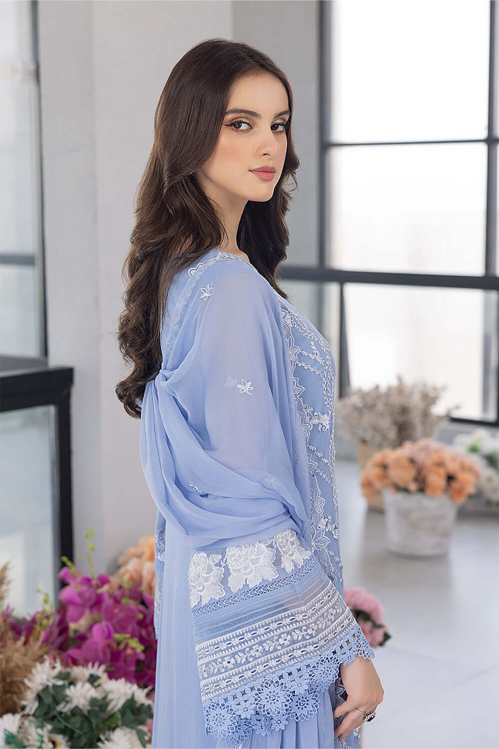 FAIRY GLOW BY AZURE | LUXURY FULLY HEAVY THREAD EMBROIDERED WORK WITH HEAVY CUT EMBROIDERED ORGANZA DRESS | UNSTITCHED 3-PIECE SUIT | I-00346 | ES48