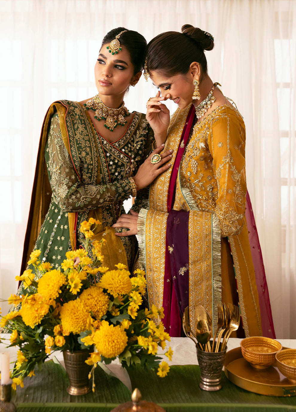 NAYAARA BY GULAAL | ELEGANTLY FULLY HEAVY HAND EMBELLISHMENT EMBROIDERED ORGANZA DRESS WITH ATTACHED STONE WORK, MOTI WORK & HANGING CRYSTAL TASSELS WORK| UNSTITCHED 3-PIECE SUIT | GL-WU-08