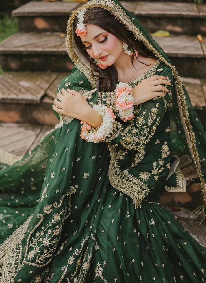 MAHA WAJAHAT BRIDAL GHARARA FULLY EMROIDERED CHIFFON EMERALD GREEN Shanzay Outfit MAHA WAJAHAT BRIDAL GHARARA FULLY EMROIDERED CHIFFON EMERALD GREEN Shanzay Outfit