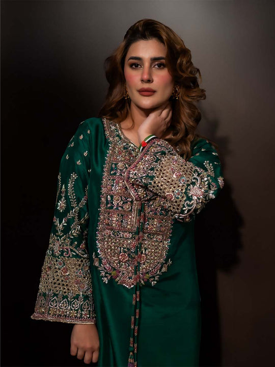 KUBRA BY HIJAB OMER | LUXURY RAW SILK COLLECTION | HANDMADE WORK WITH EMBROIDERED |  UNSTITCHED 3-PIECE SUIT