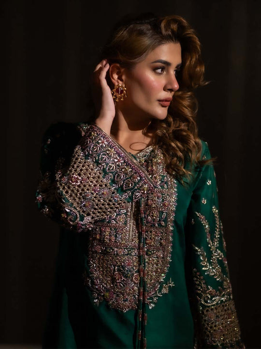 KUBRA BY HIJAB OMER | LUXURY RAW SILK COLLECTION | HANDMADE WORK WITH EMBROIDERED |  UNSTITCHED 3-PIECE SUIT