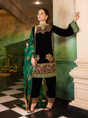 ZAINAB CHOTTANI - LUXURY VELVET EMBROIDERED THREE PIECE SUIT