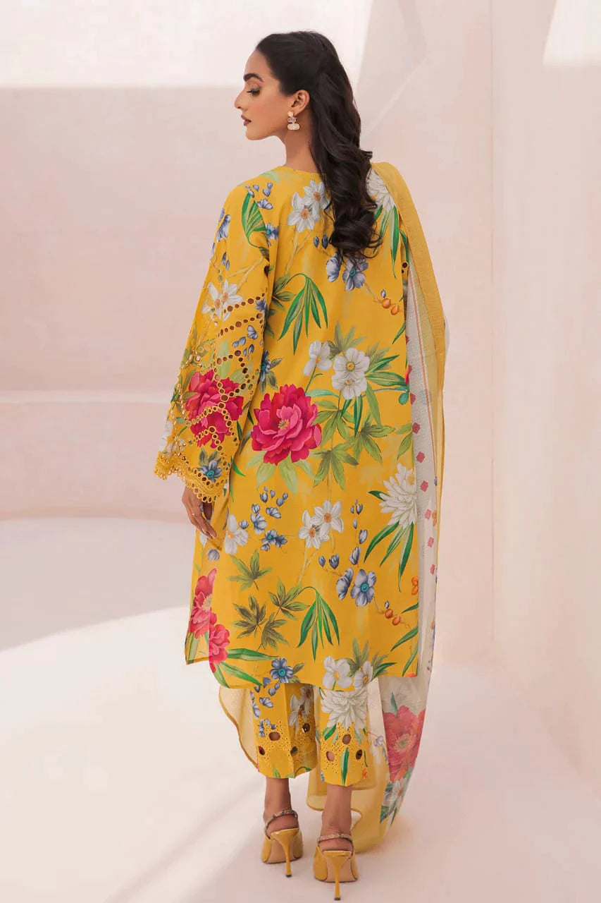 Baroque Yellow Digital Printed Lawn Collection Replica