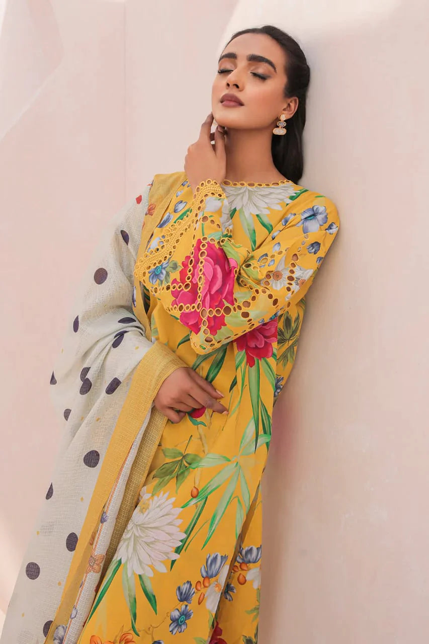 Baroque Yellow Digital Printed Lawn Collection Replica