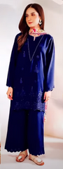 "ROYAL BLUE" - LUXURY LAWN 25" HEAVY CHIKANKARI WORK WITH EMBROIDERED - UNSTITCHED 3-PIECE SUIT