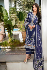 BLUE | THE ELEGANT DESIGN | HEAVY EMBROIDERED LAWN COLLECTION 2025! UNSTITCHED 3-PIECE SUIT