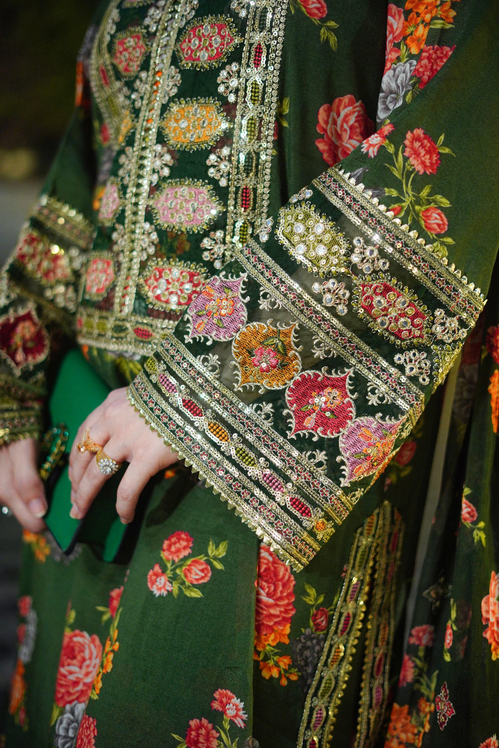 ANEELAS | LUXURY MULTI DIGITAL PRINTED SILK DRESS WITH FULL HEAVY MULTI THREAD EMBROIDERED SEQUENCE WORK | UNSTITCHED 3-PIECE SUIT