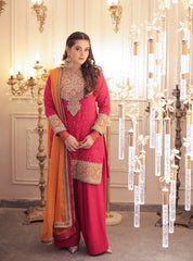 MINAL KHAN BY HASEEN'S | LUXURY CHIFFON | FULLY HEAVY THREAD EMBROIDERED SEQUENCE WORK WITH FULLY HEAVY ATTACHED STONE WORK | UNSTITCHED 3-PIECE SUIT