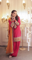 MINAL KHAN BY HASEEN'S | LUXURY CHIFFON | FULLY HEAVY THREAD EMBROIDERED SEQUENCE WORK WITH FULLY HEAVY ATTACHED STONE WORK | UNSTITCHED 3-PIECE SUIT