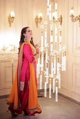 MINAL KHAN BY HASEEN'S | LUXURY CHIFFON | FULLY HEAVY THREAD EMBROIDERED SEQUENCE WORK WITH FULLY HEAVY ATTACHED STONE WORK | UNSTITCHED 3-PIECE SUIT