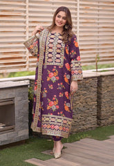 ANEELAS | LUXURY MULTI DIGITAL PRINTED SILK DRESS WITH FULL HEAVY MULTI THREAD EMBROIDERED SEQUENCE WORK | UNSTITCHED 3-PIECE SUIT