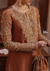 ZULEKHA BY KANWAL MALIK | THE LONG SHIRT, TAILORED IN LUXURIOUS RAW SILK, FEATURES DELICATE EMBROIDERY ON THE NECKLINE AND SLEEVES | UNSTITCHED 3-PIECE SUIT | MUSTARD