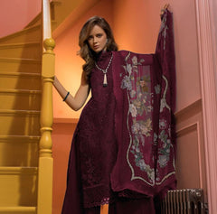 SOBIA NAZIR | BEAUTIFUL HEAVY SCHIFFLI EMBROIDERED LAWN | UNSTITCHED 3-PIECE SUIT | MAROON