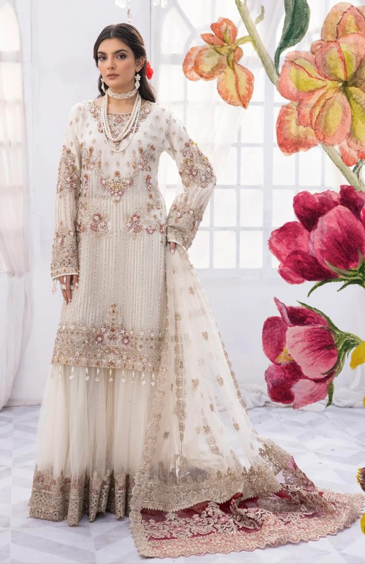 Imrozia White Gharara Formal Collection