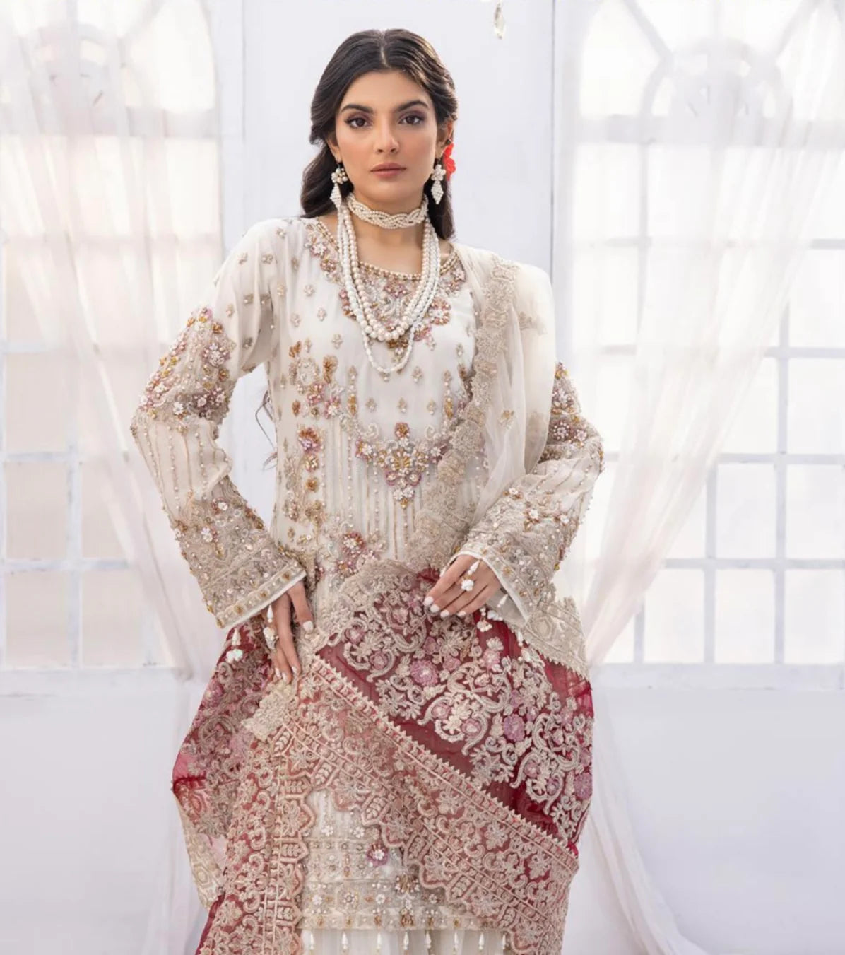 Imrozia White Gharara Formal Collection