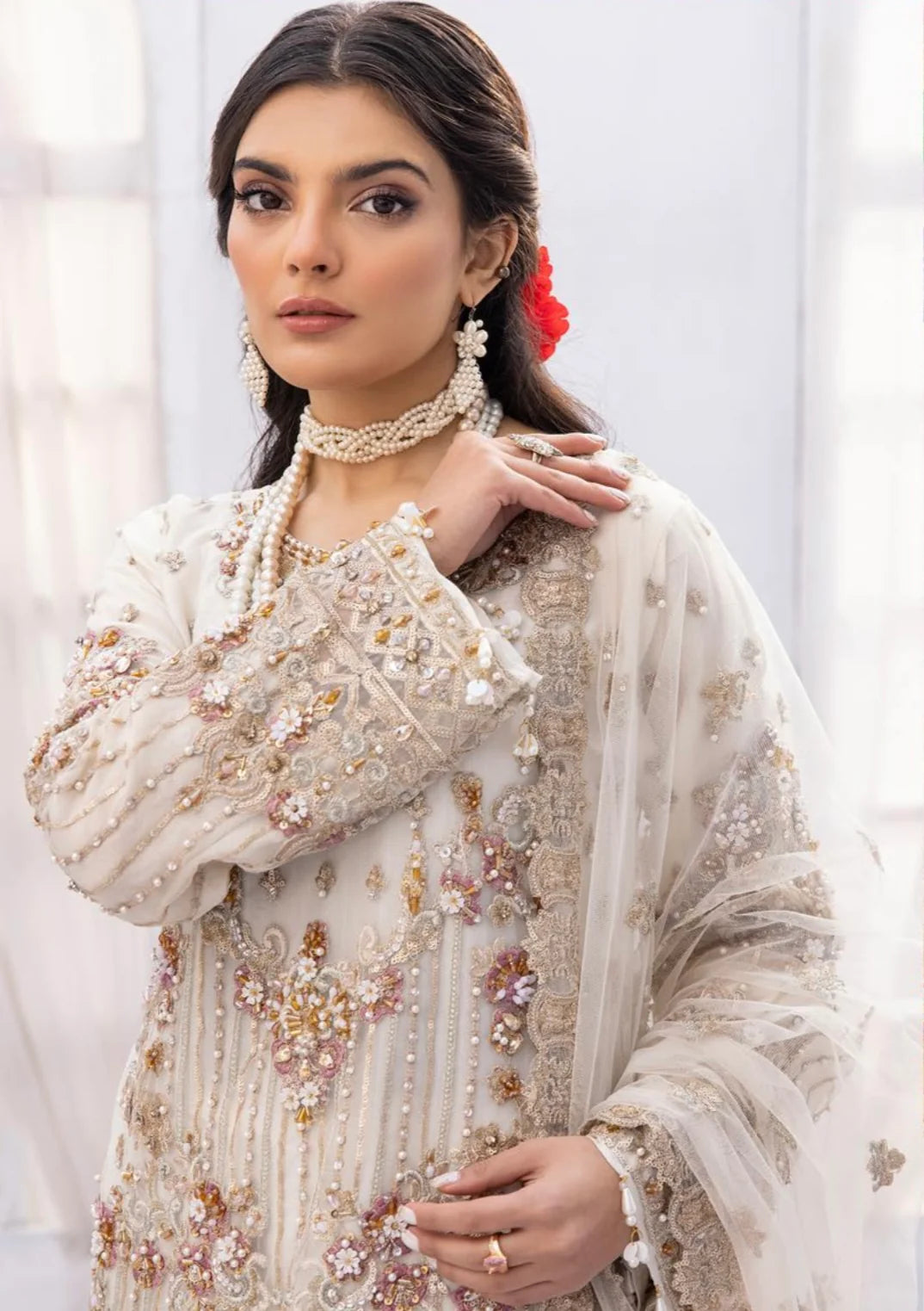 Imrozia White Gharara Formal Collection