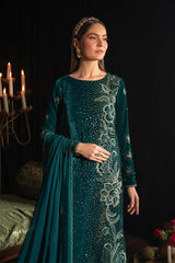 IZNIK | LUXURY VELVET DRESS | FULLY HEAVY THREAD EMBROIDERED SEQUENCE WORK WITH EMBROIDERED BANCHES | UNSTITCHED 3-PIECE SUIT | IV-47